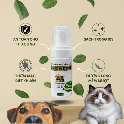 Sữa tắm khô hữu cơ chó mèo DKGREEN thơm lâu sạch khuẩn