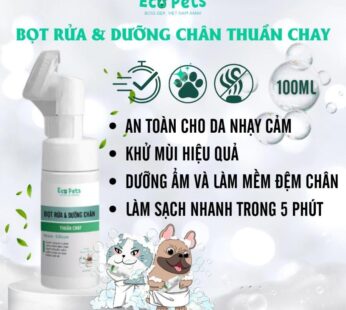 Bọt rửa chân cho chó mèo Ecopets 100ml – Làm sạch nhanh, diệt khuẩn, khử mùi hôi, bảo vệ đệm chân