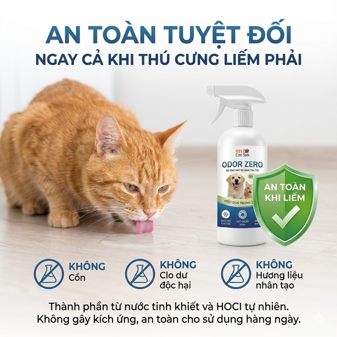 Xịt Khử Mùi & Diệt Khuẩn Odor Zero 500ml - Công Nghệ HOCl An Toàn Cho Thú Cưng - Image 4